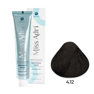 4,12 коричневый пепельный перламутровый крем-краска Miss Adri Brazilian Elixir Ammonia free 100мл