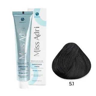 5,1 светлый коричневый пепельный крем-краска Miss Adri Brazilian Elixir Ammonia free 100мл