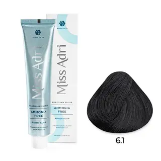 6,1 темный блонд пепельный крем-краска Miss Adri Brazilian Elixir Ammonia free 100мл