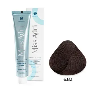 6,82 темный блонд коричневый фиолетовый крем-краска Miss Adri Brazilian Elixir Ammonia free 100мл