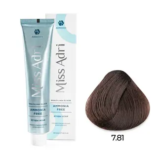 7,81 блонд карамельный пепельный крем-краска Miss Adri Brazilian Elixir Ammonia free 100мл