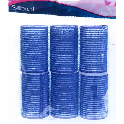 Бигуди на липучках синие 40 мм (6 шт) SIBEL